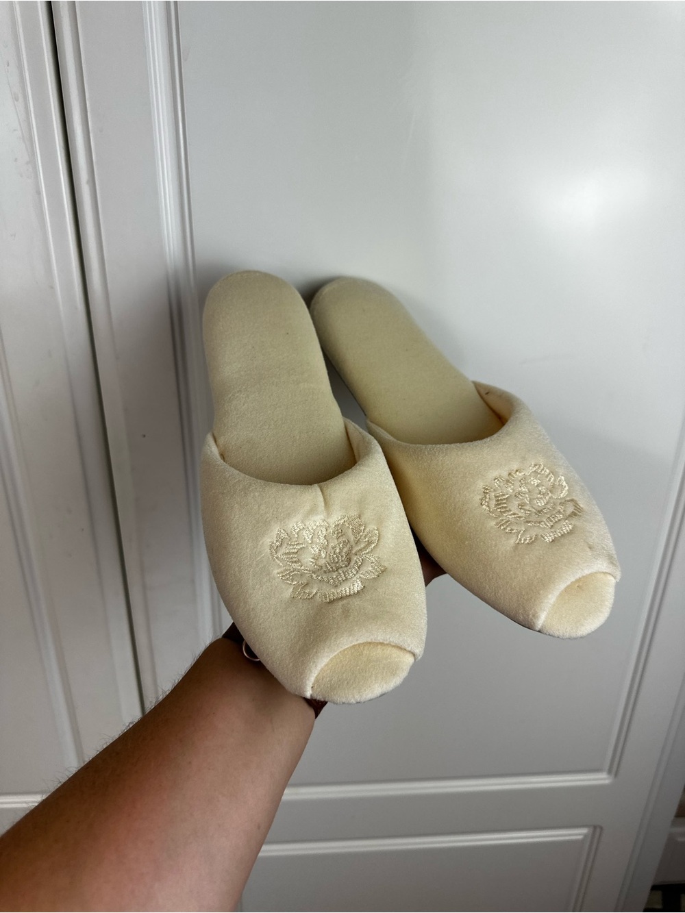 Vintage Beige Plush House Slippers